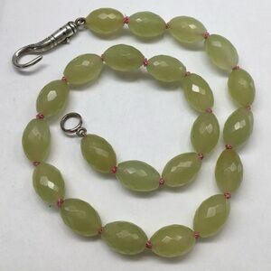 Alexis Bittar 925 Green Chalcedony & Sterling Silver Gem Faceted Chunky Necklace